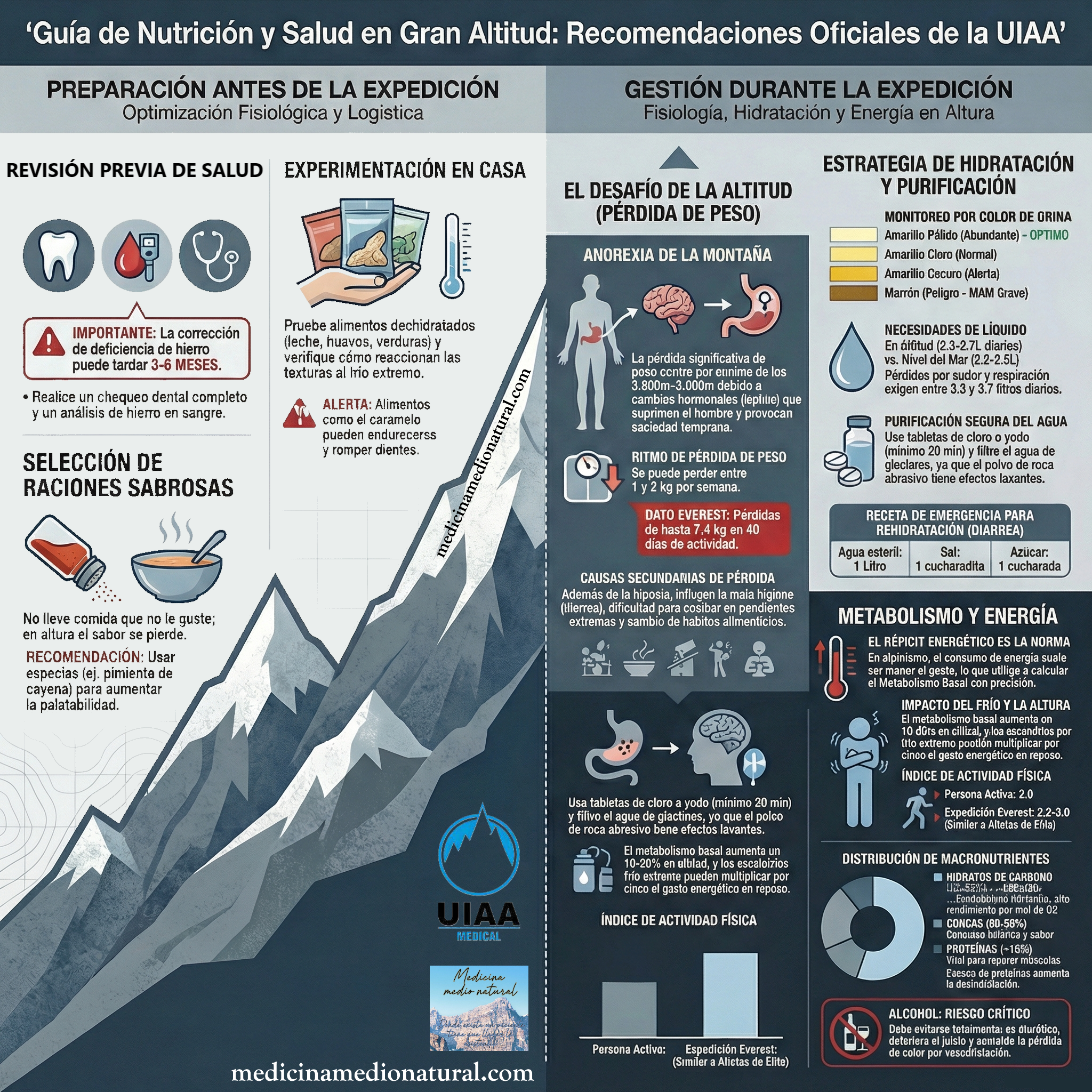 Recomendaciones nutricionales en montaña Infografía